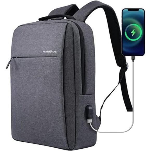 Laptop Backpack 15.6 Inch, Business Slim Durable Travel Backpacks with USB Port - Picture 7 of 7